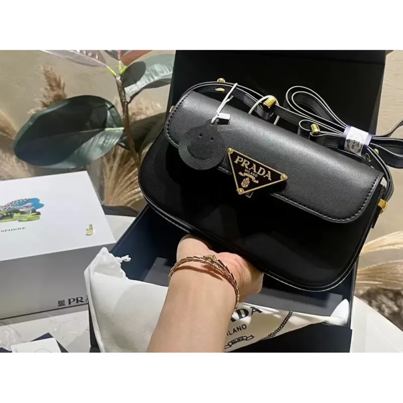 Elegant P Logo PU Leather Women Crossbody Shoulder Square Bag