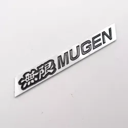 2x JDM Mugen Aluminum Emblem Badge Sticker Black / Red SAME SIDE Logo